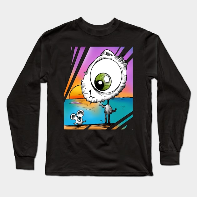 Cat & Mouse beach Long Sleeve T-Shirt by Sing-Toe-Wrote 